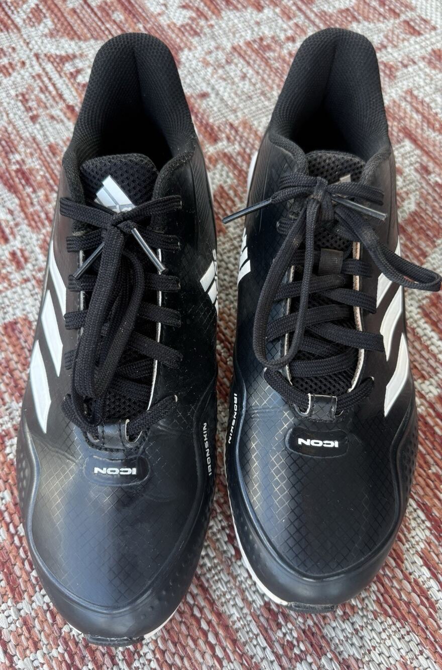Adidas Icon 7 MD Mens Size 9 Baseball Cleats Black White Ironskin Molded